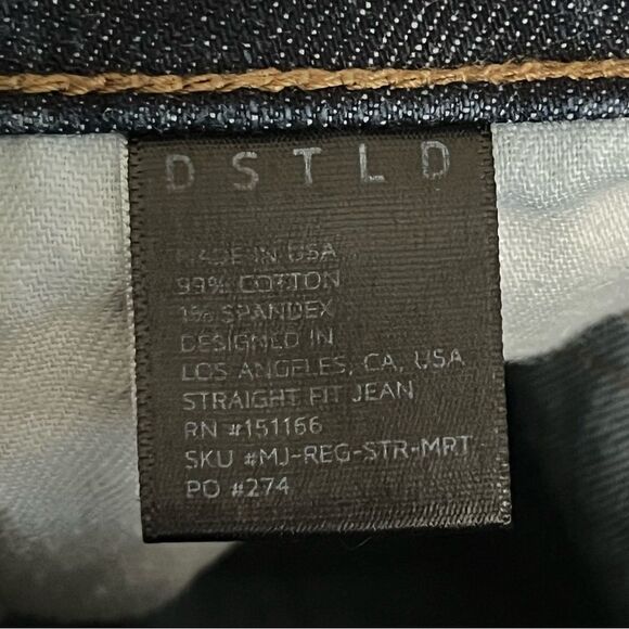 DSTLD Men's Slim Straight Jeans Size 34 Dark Wash Rigid Denim - Picture 8 of 10